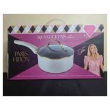Paris Hilton 2qt Sauce Pan with Glass Lid, Ceramic Nonstick in Orig Box