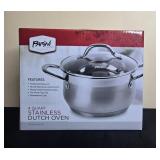 Parini 4 Quart Stainless Steel Dutch Oven with Glass Lid in Orig Box