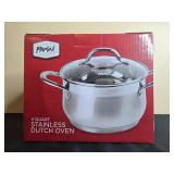 Parini 4 Quart Stainless Steel Dutch Oven with Glass Lid in Orig Box