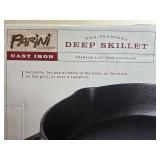 Parini 10.5 Inch Pre-Seasoned Cast Iron Deep Skillet in Orig Box