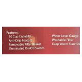 Brookstone Drip Coffee Machine 10 Cup Capacity in Orig Box