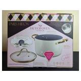 Paris Hilton 5qt Dutch Oven with Glass Lid Clean Ceramic Nonstick in Orig Box