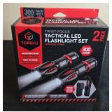 Torelli Twist-Focus Tactical LED Flashlight Set 2 Pack with Holsters in Orig Box