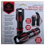 Torelli Twist-Focus Tactical LED Flashlight Set 2 Pack with Holsters in Orig Box