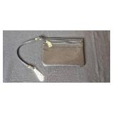 Black Textured Shoulder Bag and Matching Wristlet Set