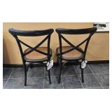 Pair of Safavieh AMH9500B Black Dining Chairs with Woven Seats