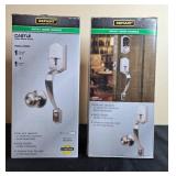 Lot of 2 Defiant Castle Satin Nickel Entry Door Handle Sets in Orig Pkg