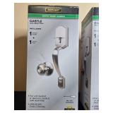 Lot of 2 Defiant Castle Satin Nickel Entry Door Handle Sets in Orig Pkg