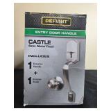 Lot of 2 Defiant Entry Door Handle Sets Satin Nickel Finish Castle in Orig Pkg