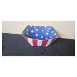 Office and Packaging Supplies Lot with Tape Dispensers, Tape Rolls, Bungee Cords, USB Cables, and Patriotic Bowl