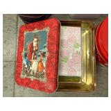 Holiday and Winter Themed Tin Collection with Metal Cookware and Plastic Container