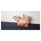 Set of 4 Vintage Animal Figurines w Lids - Cat, Bunny, Cow, and Dog