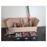 Holiday Decor and Household Variety Lot with Glass Ornaments and Kitchen Items