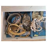 Large Vintage Costume Jewelry Collection with Jewelry Box and Assorted Accessories