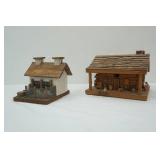 2 wood cabins