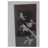 Inlaid Black Lacquer 3 Heron Good Luck Wall Hanging