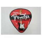 Fender Stratocaster Metal Guitar Pick Shaped Sign