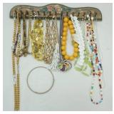 Wooden Necklace Holder and Necklaces
