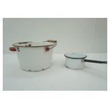 Enamelware Bucket & Sauce Pot