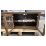 Wood and Glass Display Cabinet with Double Doors and Removable Leg base