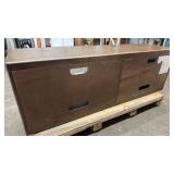 Wood and Glass Display Cabinet with Double Doors and Removable Leg base