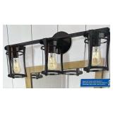 Ove Joakim 3-Light Vanity Fixture with Black Finish and LED Bulbs