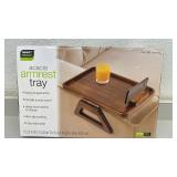 Smart Design Acacia Armrest Tray with Tablet Holder