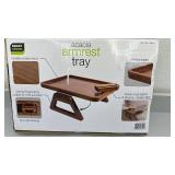 Smart Design Acacia Armrest Tray with Tablet Holder