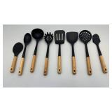 Set of 7 MIB Silicone and Wood Kitchen Utensils - like new/used condition