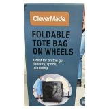 CleverMade Foldable Tote Bag on Wheels and Clear Plastic Storage Box