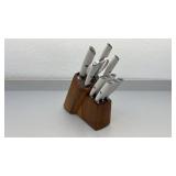 -Cangshan White Handle 12-Piece Knife Block Set with Scissors and Sharpener - used condition