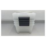 IRIS 4-Pack Buckle-Up Storage Box Set 12.9 Qt Clear Plastic Stackable Containers