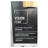 Vision Home Set of 2 Acacia Floating Shelves 24 in