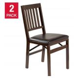 Stakmore Set of 2 Folding Chairs Fruitwood with Karla Shell Upholstered Seat