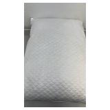 Set of 2 White Quilted Bed Pillows with Blue Piping - used condition