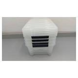 Set of 4 Clear Plastic Storage Bins with Latching Lids