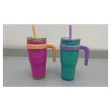 Set of 2 Reduce 24oz Insulated Tumblers with Handles, Lids, and Straws