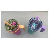 Set of 2 Reduce 24oz Insulated Tumblers with Handles, Lids, and Straws