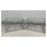 2 Collapsible Clear Storage Bins and Organizers 12.4in x 12.4in x 14.9in - not in box