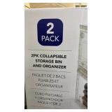 2 Collapsible Clear Storage Bins and Organizers 12.4in x 12.4in x 14.9in - not in box