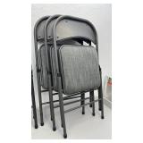 4 Padded Metal Folding Chairs with Gray Fabric Seat