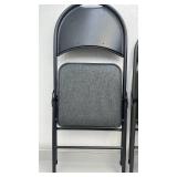 4 Padded Metal Folding Chairs with Gray Fabric Seat