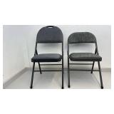 4 Padded Metal Folding Chairs with Gray Fabric Seat