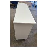 6 Drawer Dresser in White Finish with Damaged Corner, one drawer stuck in place