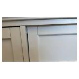 6 Drawer Dresser in White Finish with Damaged Corner, one drawer stuck in place