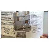 6 Drawer Dresser in White Finish with Damaged Corner, one drawer stuck in place