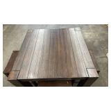 Wooden Pub Height Table with 4 Stools and Metal Frame - used condition