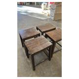 Wooden Pub Height Table with 4 Stools and Metal Frame - used condition