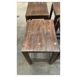 Wooden Pub Height Table with 4 Stools and Metal Frame - used condition