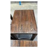 Wooden Pub Height Table with 4 Stools and Metal Frame - used condition